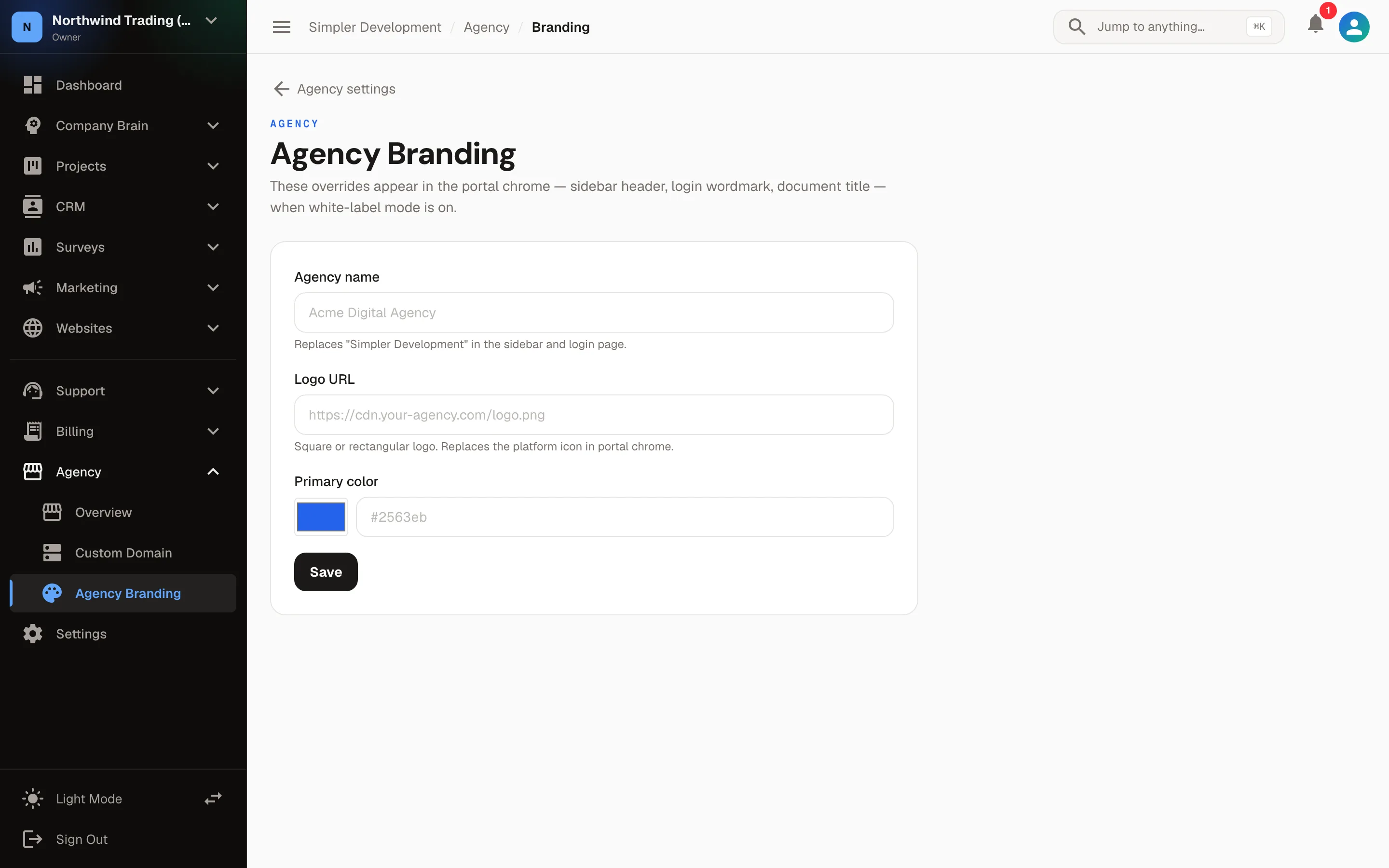 Agency & White-Label Platform — Branding