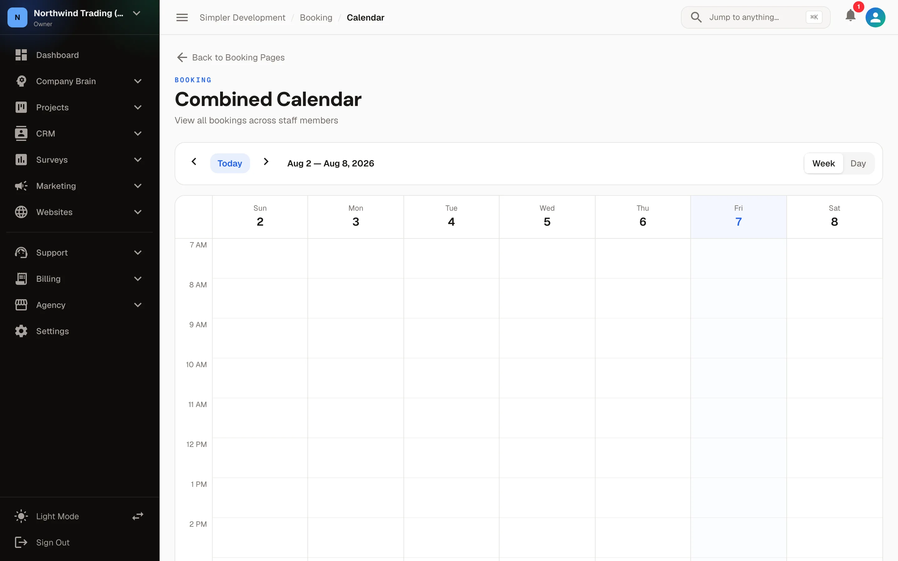 Online Booking & Scheduling — Booking calendar